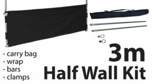 Marquee Accessories Half Wall Kit 3m - Full Kit with Frame and Fabric HW3M-BLACK-KIT