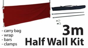 Marquee Accessories Half Wall Kit 3m - Full Kit with Frame and Fabric HW3M-RED-KIT